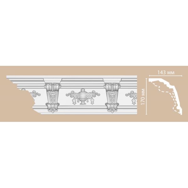 Потолочный плинтус с орнаментом DECOMASTER DT 9885 (170*143*2400)