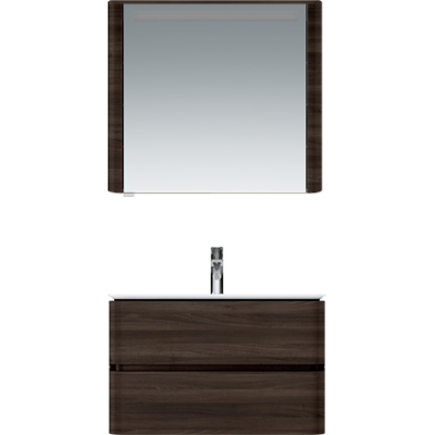 Зеркало, зеркальный шкаф, левый, 80 см, с подсветкой, табачный дуб, текстур AM.PM Sensation M30MCL0801TF