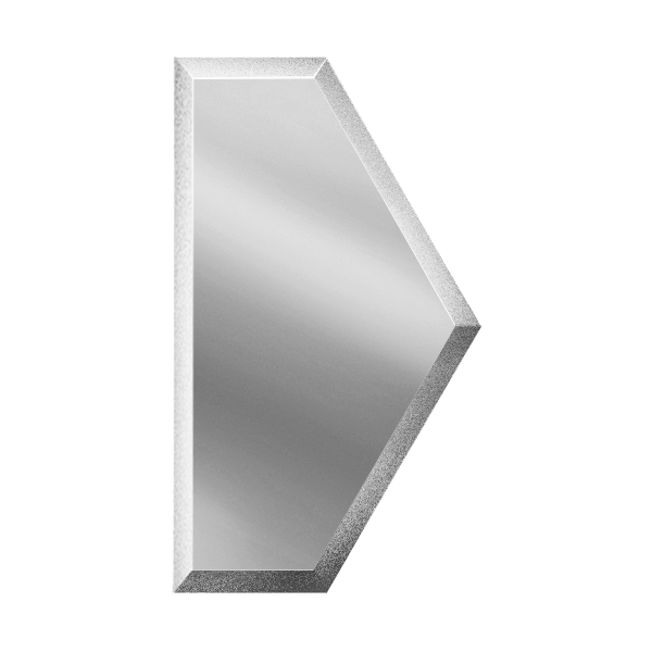 Зеркальная серебряная плитка полусота с фацетом