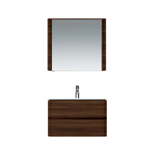 Зеркало, зеркальный шкаф, правый, 80 см, с подсветкой, орех, текстурированна AM.PM Sensation M30MCR0801NF
