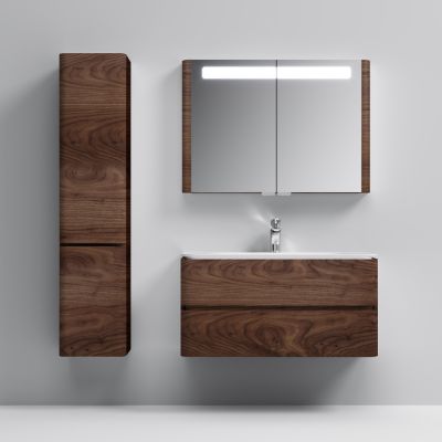 Зеркало, зеркальный шкаф, 100 см, с подсветкой, орех, текстурированная AM.PM Sensation M30MCX1001NF