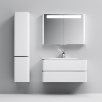 Зеркало, зеркальный шкаф, 100 см, с подсветкой, белый, глянец AM.PM Sensation M30MCX1001WG
