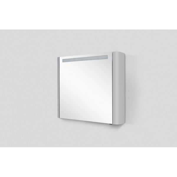 Зеркало, зеркальный шкаф, левый, 80 см, с подсветкой, серый шелк, глянцевая, AM.PM Sensation M30MCL0801FG