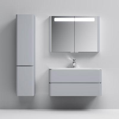 Зеркало, зеркальный шкаф, 100 см, с подсветкой, серый шелк, глянцевая AM.PM Sensation M30MCX1001FG