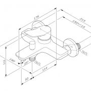 Смеситель для ванны и душа излив 164 мм AM.PM X-Joy F85A10000