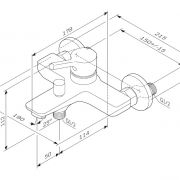 Смеситель для ванны и душа излив 164 мм AM.PM X-Joy F85B10000