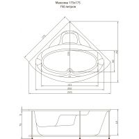 Ванна угловая Акватика Максима Basic 175x175x81
