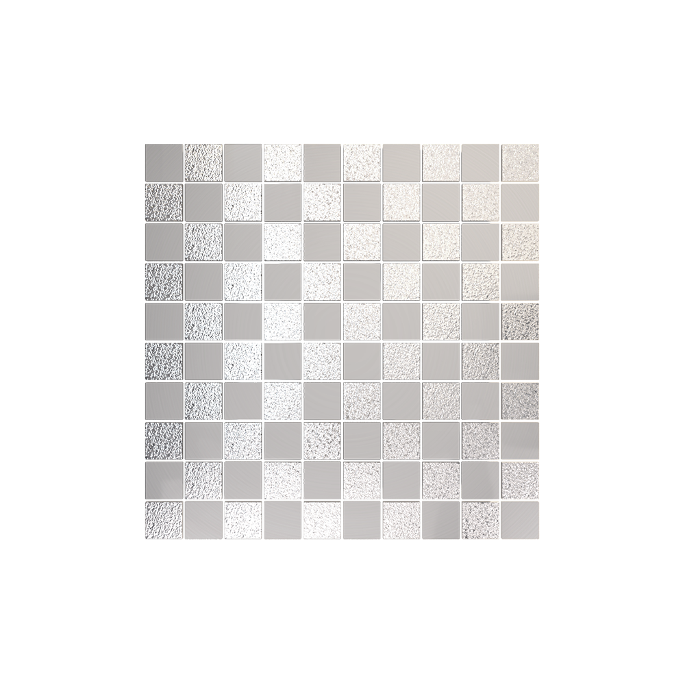 Зеркальная мозаика квадрат серебро и хрусталь шахматка 30х30