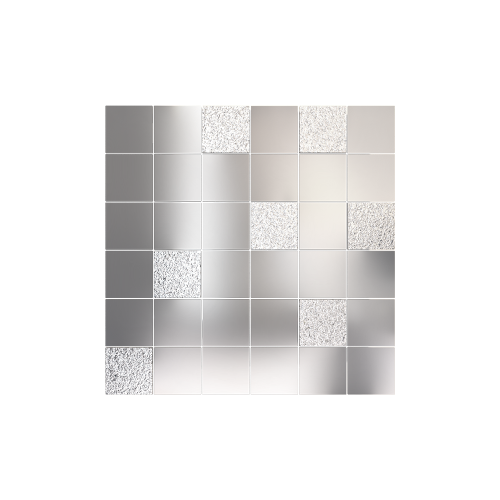 Зеркальная мозаика квадрат серебро и хрусталь вразброс 31,2х31,2