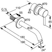 Ecos-pointer смеситель для умывальника для настенного монтажа Kludi Bozz 382440576