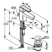 Oднорычажный смеситель на умывальник DN 10 Kludi Q-Beo 501290565
