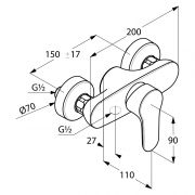 Однорычажный смеситель для душа DN 15 Kludi Objekta 327640575