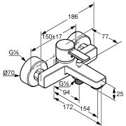 Смеситель для ванны и душа DN 15 Kludi Zenta 386700575