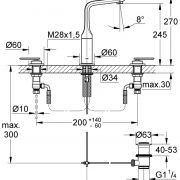 Смеситель для раковины на три отверстия, DN 15 M-Size Veris Grohe