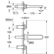 Смеситель для раковины на три отверстия, DN 15 S-Size Veris Grohe