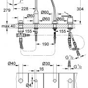 Смеситель однорычажный для ванны на 4 отверстия Veris Grohe