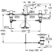 Смеситель для раковины на три отверстия, DN 15 S-Size Allure Brilliant Grohe