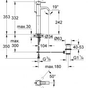 Смеситель однорычажный для раковины DN 15 XL-Size Allure Grohe