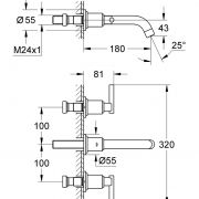 Смеситель для раковины на три отверстия S-Size Atrio Jota Grohe