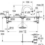 Смеситель для раковины на три отверстия, DN 15 S-Size Grandera Grohe