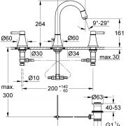 Смеситель для раковины на три отверстия, DN 15 M-Size Grandera Grohe