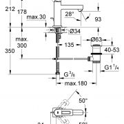 Смеситель однорычажный для раковины DN 15 M-Size Quadra Grohe