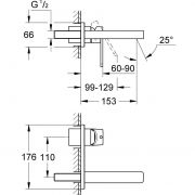 Смеситель для раковины на два отверстия S-Size Quadra Grohe