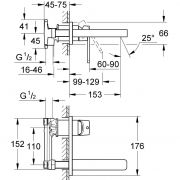 Смеситель для раковины на два отверстия S-Size Quadra Grohe