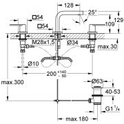 Смеситель для раковины на три отверстия, DN 15 S-Size Quadra Grohe
