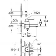 Смеситель однорычажный для ванны, DN 15 Quadra Grohe