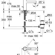 Смеситель однорычажный для раковины DN 15 M-Size Lineare Grohe