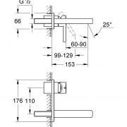 Смеситель для раковины на два отверстия S-Size Lineare Grohe