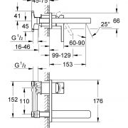 Смеситель для раковины на два отверстия S-Size Lineare Grohe