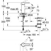 Смеситель однорычажный для биде DN 15 S-Size Lineare Grohe