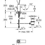 Смеситель однорычажный для раковины DN 15 S-Size Eurocube Joy Grohe