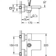 Смеситель однорычажный для ванны, DN 15 Eurocube Joy Grohe