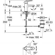 Смеситель однорычажный для раковины DN 15 XS-Size Europlus Grohe