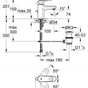 Смеситель однорычажный для раковины DN 15 S-Size Europlus Grohe