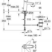 Смеситель однорычажный для раковины DN 15 S-Size Eurodisc Cosmopolitan Grohe