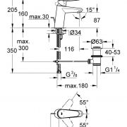 Смеситель однорычажный для раковины DN 15 S-Size Eurodisc Cosmopolitan Grohe 33 190 20E