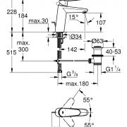 Смеситель однорычажный для раковины DN 15 M-Size Eurodisc Cosmopolitan Grohe