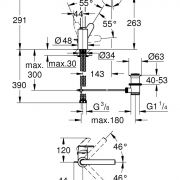 Смеситель однорычажный для раковины 1/2“ L-Size Eurodisc Cosmopolitan Grohe