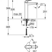 Смеситель однорычажный для раковины DN 15 XL-Size Eurodisc Cosmopolitan Grohe