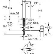 Смеситель однорычажный для раковины DN 15 XL-Size Eurodisc Cosmopolitan Grohe 23 055 002