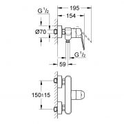 Смеситель однорычажный для душа, DN 15 Eurodisc Cosmopolitan Grohe
