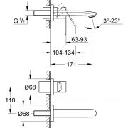 Смеситель для раковины на два отверстия S-Size Eurostyle Cosmopolitan Grohe