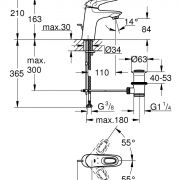 Смеситель однорычажный для раковины DN 15 S-Size Eurostyle Grohe 33 558 003