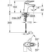Смеситель однорычажный для раковины DN 15 S-Size Eurostyle Grohe 33 557 003