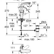 Смеситель однорычажный для раковины 1/2“ L-Size Eurostyle Grohe 23 569 003