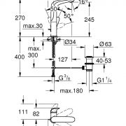 Смеситель однорычажный для раковины 1/2“ L-Size Eurostyle Grohe 23 718 003